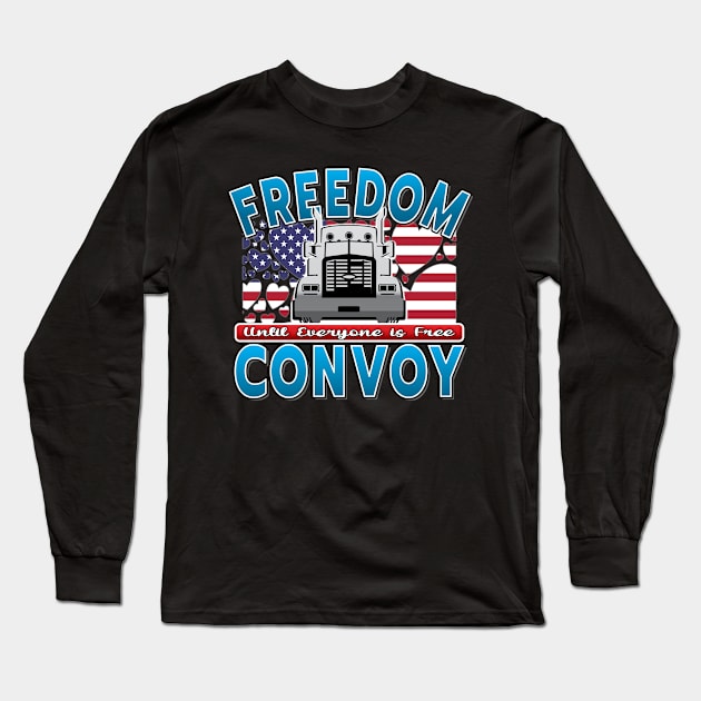 FREEDOM CONVOY USA - FREEDOM CONVOY 2022 - USA FLAG HEARTS BLUE LETTERS Long Sleeve T-Shirt by KathyNoNoise